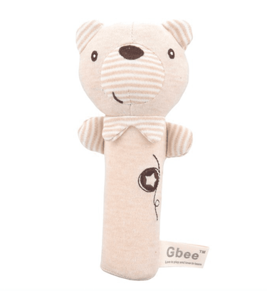 Organic Cotton Baby Rattle Animal Plush Toy - Bear (2 pack) - Taylorson