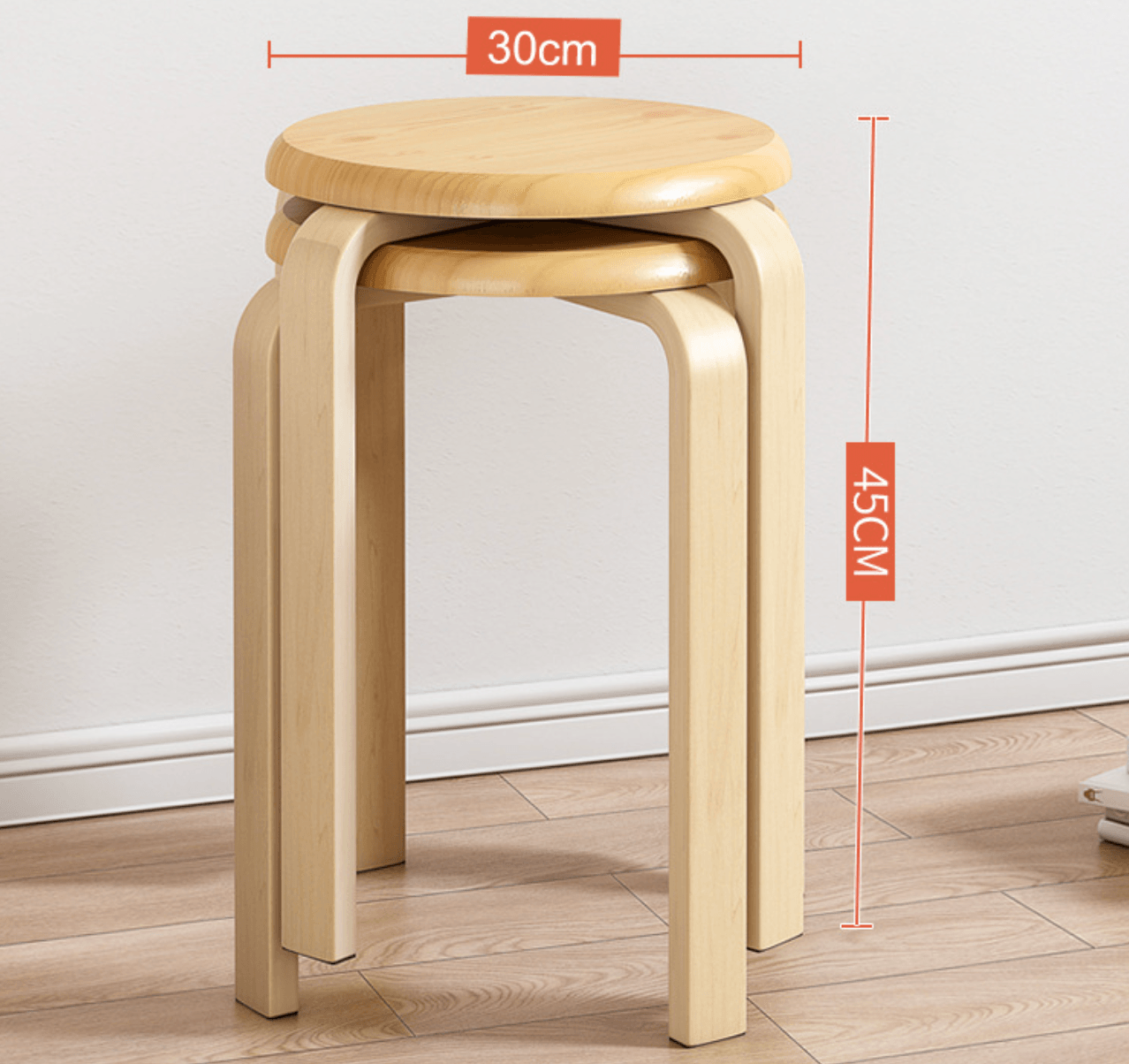 Round Top Stackable Wooden Stool Set (4pcs | 2pcs) - Taylorson