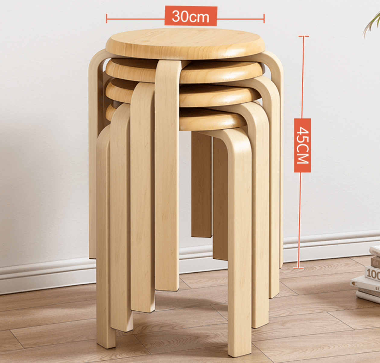 Round Top Stackable Wooden Stool (4pcs | 2pcs) – Taylorson