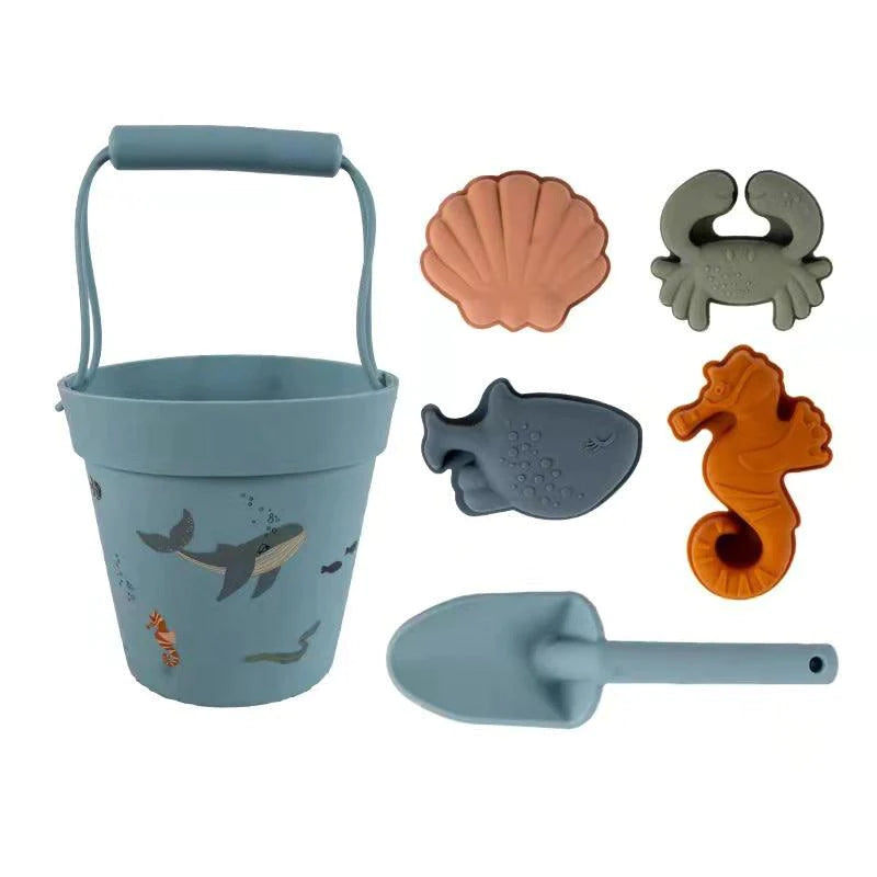 Silicone Kids Beach Toys with Bucket - Ocean | Dinosaur | Wild Animal - Taylorson