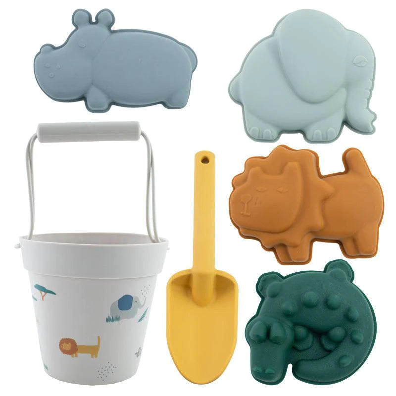 Silicone Kids Beach Toys with Bucket - Ocean | Dinosaur | Wild Animal - Taylorson