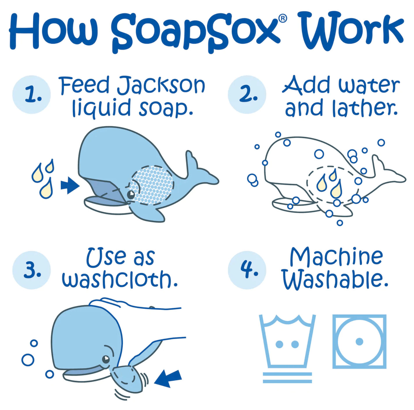 SoapSox Jackson the Whale - Baby Bath Toy Sponge - Taylorson