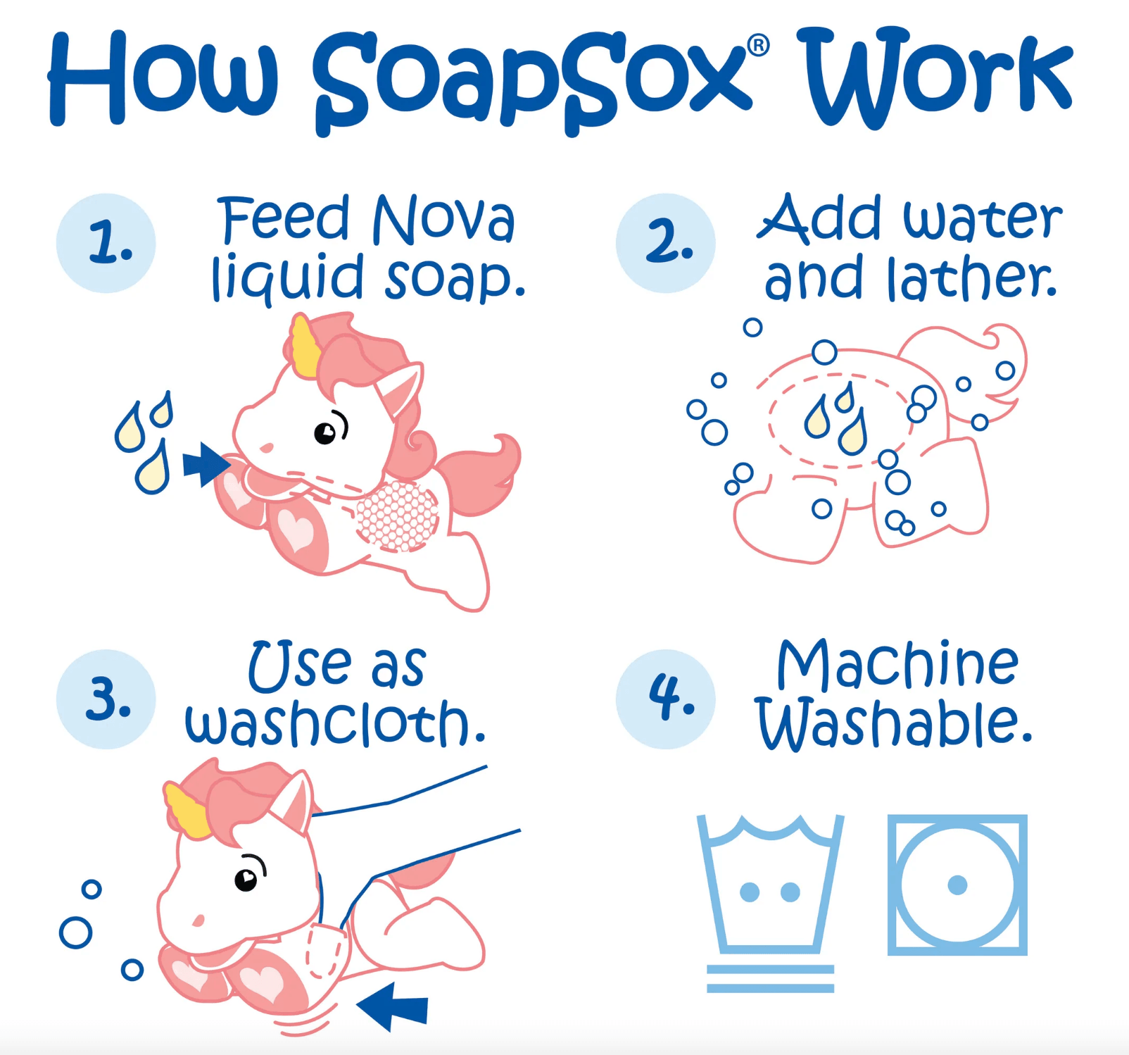 SoapSox Nova the Unicorn - Baby Bath Toy Sponge - Taylorson