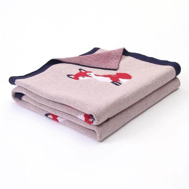 100% Cotton Super Soft Baby Knitted Blanket - Fox - Taylorson