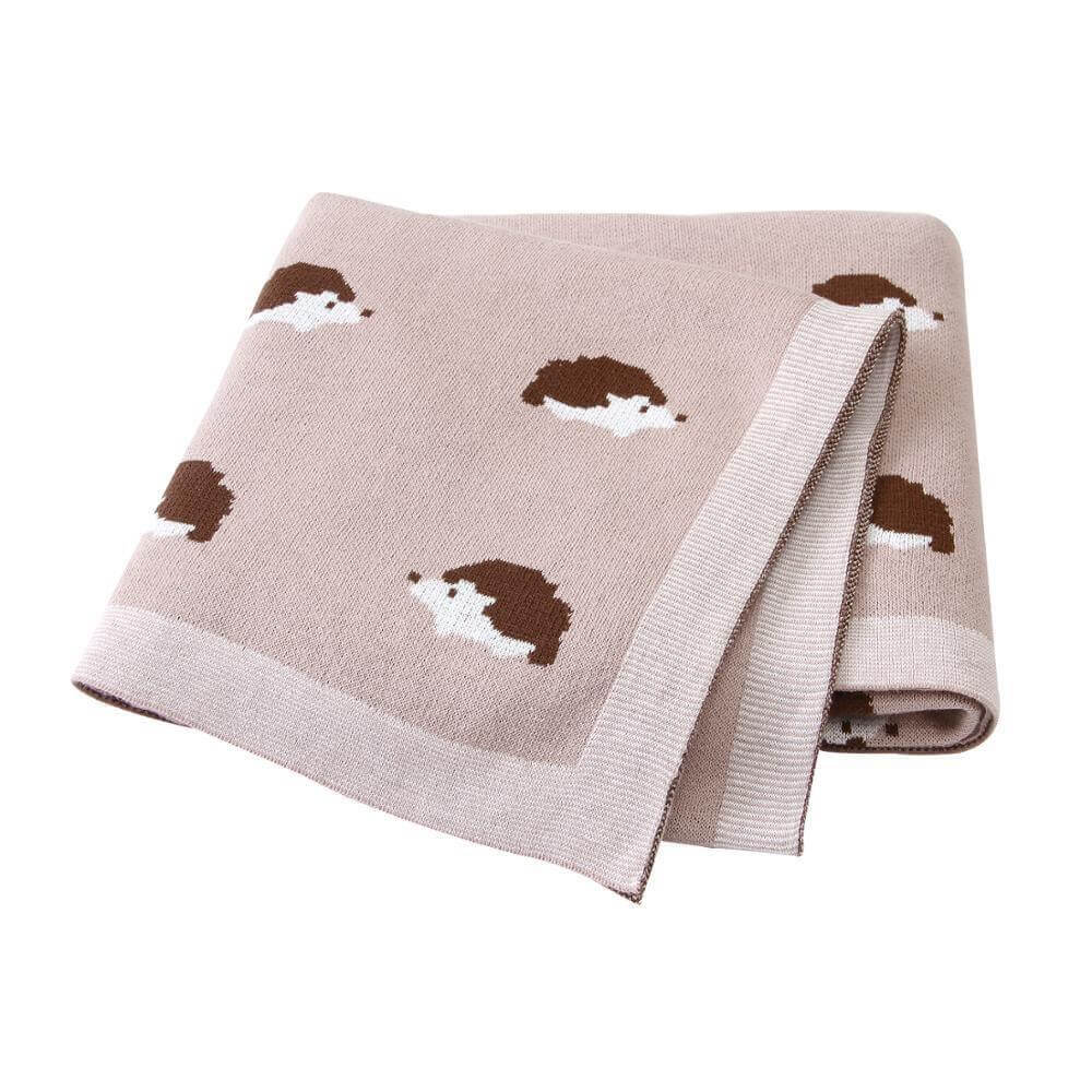 100% Cotton Super Soft Baby Knitted Blanket - Hedgehog - Taylorson