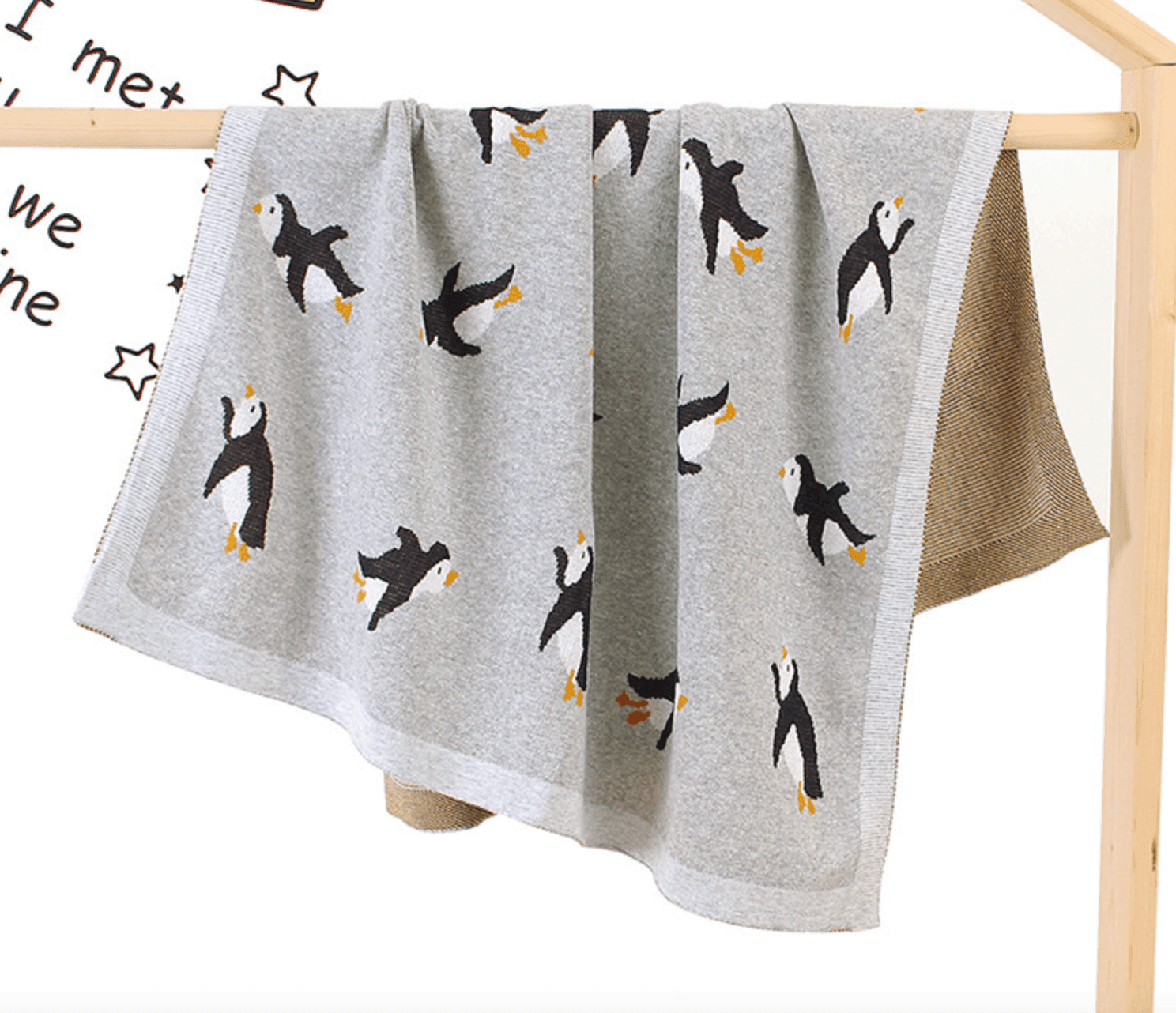 100% Cotton Super Soft Baby Knitted Blanket - Penguin - Taylorson