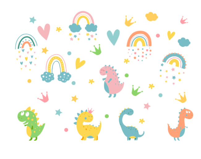 Dinosaur & Rainbow Wall Decals | Kids Room Wall Decor Wall Stickers - Taylorson