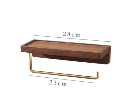 Wooden Toilet Roll Holder with Storage Shelf - Double Rolls (23cm) - Taylorson