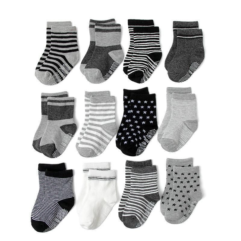 Value Pack: Anti-Slip Kids Socks 12 Pairs Set - Minimal (1-5 years) - Taylorson