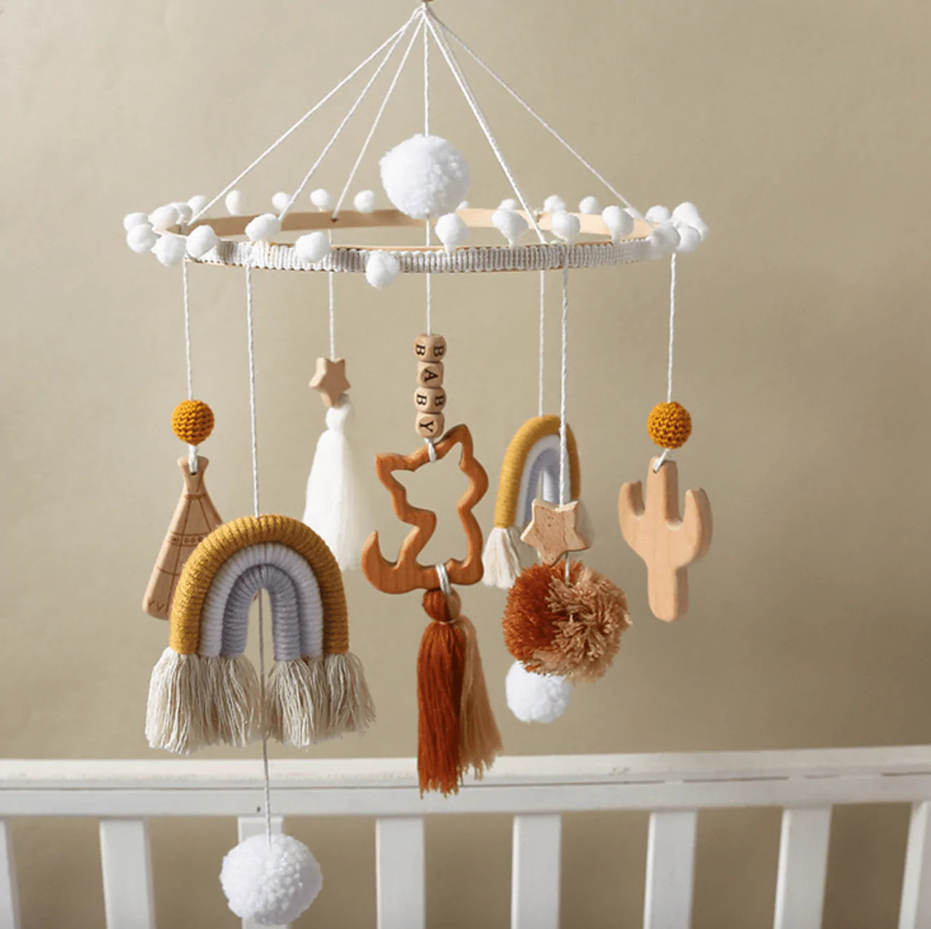 Wooden Baby Crib Mobile - Tribe & Rainbow - Taylorson