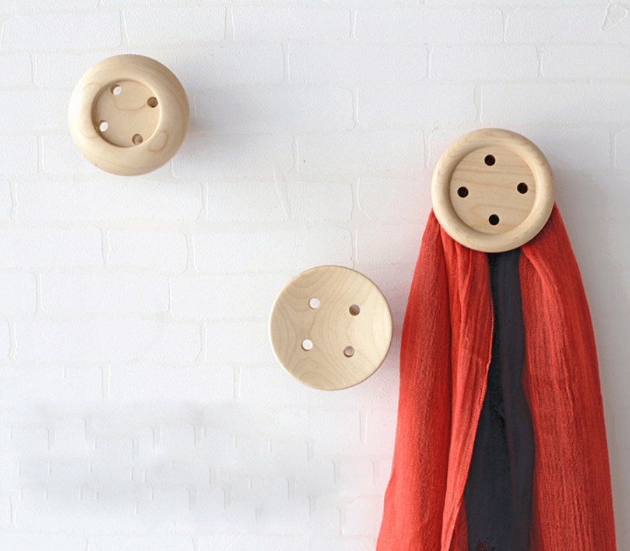 Wooden Button Wall Knobs | Coat Hooks | Wall Hanging Hide Knobs | Wall Hooks - Taylorson