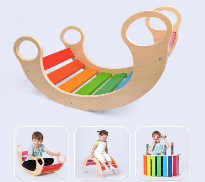 Wooden Rainbow Seesaw Rocker Board - Motor Skill Development Toy - Taylorson